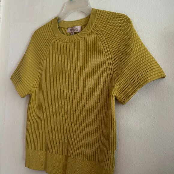 Philosophy Mustard Yellow Knitted Short Sleeves Blouse NWOT - Picture 2 of 7